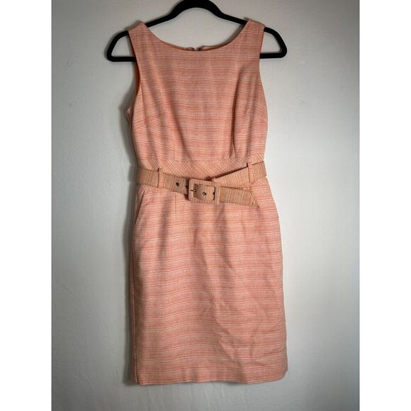 Banana Republic Orange Gingham Preppy Belted Mini Dress Size 2 - Picture 2 of 5